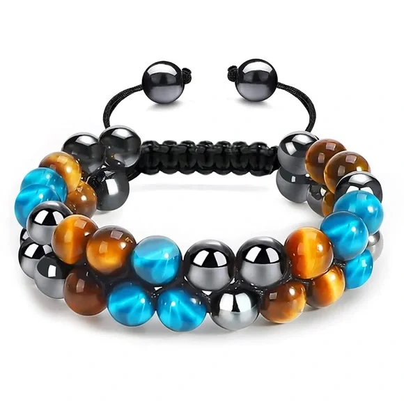 Triple Protection Bracelet Fashion Crystal Bracelet for Men Women Tiger Eye Bead - Picture 1 of 3